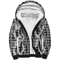 Hawaiian Ohia Lehua Lei Sherpa Hoodie Plaid Palaka Eleele Pattern - Polynesian Pride