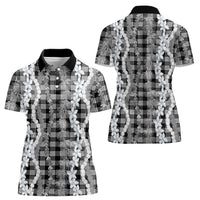 Hawaiian Ohia Lehua Lei Women Polo Shirt Plaid Palaka Eleele Pattern - Polynesian Pride