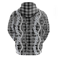 Hawaiian Ohia Lehua Lei Zip Hoodie Plaid Palaka Eleele Pattern - Polynesian Pride