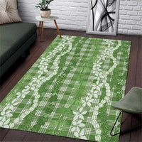 Hawaiian Ohia Lehua Lei Area Rug Plaid Palaka Omaomao Pattern - Polynesian Pride