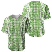 Hawaiian Ohia Lehua Lei Baseball Jersey Plaid Palaka Omaomao Pattern - Polynesian Pride