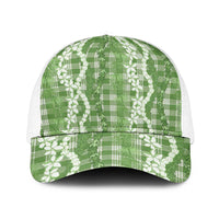 Hawaiian Ohia Lehua Lei Baseball Net Cap Plaid Palaka Omaomao Pattern - Polynesian Pride