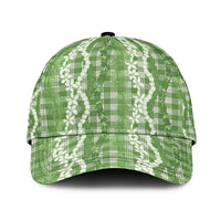 Hawaiian Ohia Lehua Lei Classic Cap Plaid Palaka Omaomao Pattern - Polynesian Pride