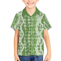 Hawaiian Ohia Lehua Lei Family Matching Long Sleeve Bodycon Dress and Hawaiian Shirt Plaid Palaka Omaomao Pattern LT9 - Polynesian Pride