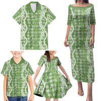 Hawaiian Ohia Lehua Lei Family Matching Puletasi and Hawaiian Shirt Plaid Palaka Omaomao Pattern LT9 - Polynesian Pride