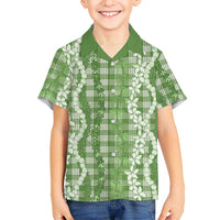 Hawaiian Ohia Lehua Lei Family Matching Tank Maxi Dress and Hawaiian Shirt Plaid Palaka Omaomao Pattern LT9 - Polynesian Pride