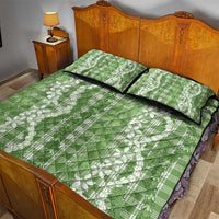 Hawaiian Ohia Lehua Lei Quilt Bed Set Plaid Palaka Omaomao Pattern - Polynesian Pride