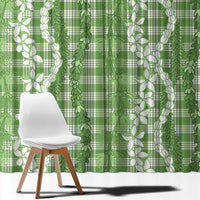 Hawaiian Ohia Lehua Lei Window Curtain Plaid Palaka Omaomao Pattern - Polynesian Pride