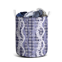 Hawaiian Ohia Lehua Lei Laundry Basket Plaid Palaka Uliuli hohonu Pattern - Polynesian Pride