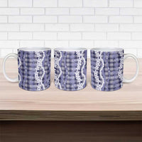 Hawaiian Ohia Lehua Lei Ceramic Mug Plaid Palaka Uliuli hohonu Pattern - Polynesian Pride