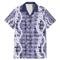 Hawaiian Ohia Lehua Lei Family Matching Mermaid Dress and Hawaiian Shirt Plaid Palaka Uliuli hohonu Pattern - Polynesian Pride