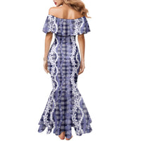 Hawaiian Ohia Lehua Lei Family Matching Mermaid Dress and Hawaiian Shirt Plaid Palaka Uliuli hohonu Pattern LT9 - Polynesian Pride