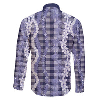 Hawaiian Ohia Lehua Lei Family Matching Off The Shoulder Long Sleeve Dress and Hawaiian Shirt Plaid Palaka Uliuli hohonu Pattern LT9 - Polynesian Pride