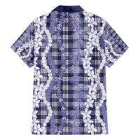 Hawaiian Ohia Lehua Lei Family Matching Off Shoulder Maxi Dress and Hawaiian Shirt Plaid Palaka Uliuli hohonu Pattern LT9 - Polynesian Pride