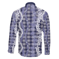 Hawaiian Ohia Lehua Lei Family Matching Off Shoulder Short Dress and Hawaiian Shirt Plaid Palaka Uliuli hohonu Pattern LT9 - Polynesian Pride