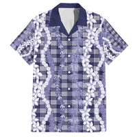 Hawaiian Ohia Lehua Lei Family Matching Puletasi and Hawaiian Shirt Plaid Palaka Uliuli hohonu Pattern - Polynesian Pride