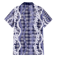 Hawaiian Ohia Lehua Lei Family Matching Short Sleeve Bodycon Dress and Hawaiian Shirt Plaid Palaka Uliuli hohonu Pattern - Polynesian Pride