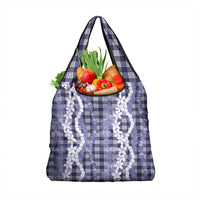 Hawaiian Ohia Lehua Lei Grocery Bag Plaid Palaka Uliuli hohonu Pattern - Polynesian Pride
