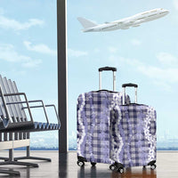 Hawaiian Ohia Lehua Lei Luggage Cover Plaid Palaka Uliuli hohonu Pattern - Polynesian Pride