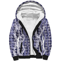 Hawaiian Ohia Lehua Lei Sherpa Hoodie Plaid Palaka Uliuli hohonu Pattern - Polynesian Pride
