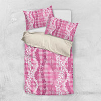Hawaiian Ohia Lehua Lei Bedding Set Plaid Palaka Akala Pattern - Polynesian Pride