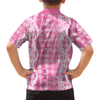 Hawaiian Ohia Lehua Lei Kid Hawaiian Shirt Plaid Palaka Akala Pattern - Polynesian Pride