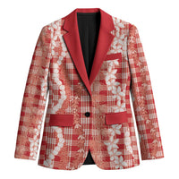 Hawaiian Ohia Lehua Lei Blazer Plaid Palaka Ulaula Pattern - Polynesian Pride