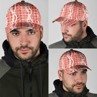 Hawaiian Ohia Lehua Lei Classic Cap Plaid Palaka Ulaula Pattern - Polynesian Pride