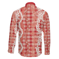 Hawaiian Ohia Lehua Lei Family Matching Long Sleeve Bodycon Dress and Hawaiian Shirt Plaid Palaka Ulaula Pattern LT9 - Polynesian Pride