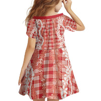Hawaiian Ohia Lehua Lei Family Matching Off Shoulder Maxi Dress and Hawaiian Shirt Plaid Palaka Ulaula Pattern LT9 - Polynesian Pride