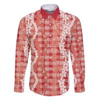 Hawaiian Ohia Lehua Lei Family Matching Puletasi and Hawaiian Shirt Plaid Palaka Ulaula Pattern - Polynesian Pride