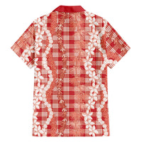 Hawaiian Ohia Lehua Lei Family Matching Summer Maxi Dress and Hawaiian Shirt Plaid Palaka Ulaula Pattern LT9 - Polynesian Pride