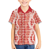 Hawaiian Ohia Lehua Lei Family Matching Summer Maxi Dress and Hawaiian Shirt Plaid Palaka Ulaula Pattern LT9 - Polynesian Pride