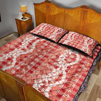 Hawaiian Ohia Lehua Lei Quilt Bed Set Plaid Palaka Ulaula Pattern - Polynesian Pride