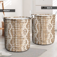 Hawaiian Ohia Lehua Lei Laundry Basket Plaid Palaka Kalaihaahaa Pattern - Polynesian Pride