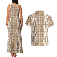 Hawaiian Ohia Lehua Lei Couples Matching Tank Maxi Dress and Hawaiian Shirt Plaid Palaka Kalaihaahaa Pattern - Polynesian Pride