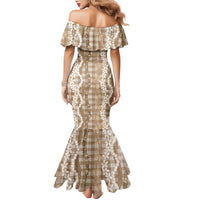 Hawaiian Ohia Lehua Lei Family Matching Mermaid Dress and Hawaiian Shirt Plaid Palaka Kalaihaahaa Pattern LT9 - Polynesian Pride