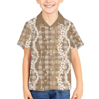 Hawaiian Ohia Lehua Lei Family Matching Off Shoulder Short Dress and Hawaiian Shirt Plaid Palaka Kalaihaahaa Pattern LT9 - Polynesian Pride