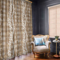 Hawaiian Ohia Lehua Lei Window Curtain Plaid Palaka Kalaihaahaa Pattern - Polynesian Pride