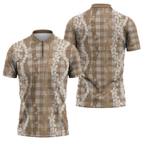Hawaiian Ohia Lehua Lei Zipper Polo Shirt Plaid Palaka Kalaihaahaa Pattern - Polynesian Pride