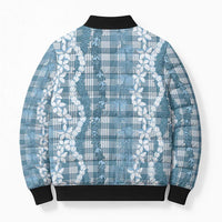 Hawaiian Ohia Lehua Lei Bomber Puffer Jacket Plaid Palaka Uliuli Omaomao Pattern - Polynesian Pride