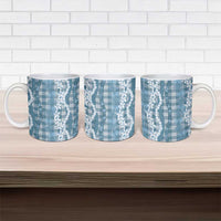 Hawaiian Ohia Lehua Lei Ceramic Mug Plaid Palaka Uliuli Omaomao Pattern - Polynesian Pride