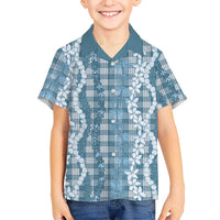 Hawaiian Ohia Lehua Lei Family Matching Mermaid Dress and Hawaiian Shirt Plaid Palaka Uliuli Omaomao Pattern LT9 - Polynesian Pride