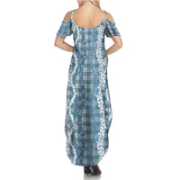 Hawaiian Ohia Lehua Lei Family Matching Summer Maxi Dress and Hawaiian Shirt Plaid Palaka Uliuli Omaomao Pattern LT9 - Polynesian Pride