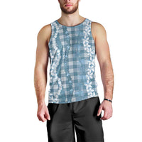 Hawaiian Ohia Lehua Lei Men Tank Top Plaid Palaka Uliuli Omaomao Pattern - Polynesian Pride
