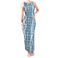 Hawaiian Ohia Lehua Lei Tank Maxi Dress Plaid Palaka Uliuli Omaomao Pattern - Polynesian Pride