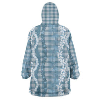 Hawaiian Ohia Lehua Lei Wearable Blanket Hoodie Plaid Palaka Uliuli Omaomao Pattern - Polynesian Pride