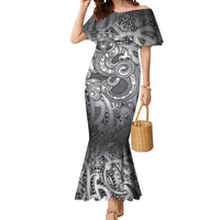 Aotearoa Maori Hei Tiki Mermaid Dress Kiwikiwi Kowhaiwhai Puhoro Motif LT9 Women Grey - Polynesian Pride