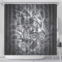 Aotearoa Maori Hei Tiki Shower Curtain Kiwikiwi Kowhaiwhai Puhoro Motif