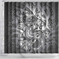 Aotearoa Maori Hei Tiki Shower Curtain Kiwikiwi Kowhaiwhai Puhoro Motif